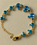14K Gold Filled & Blue Crystal Charm Bracelet – Elegant Floral Cluster Design
