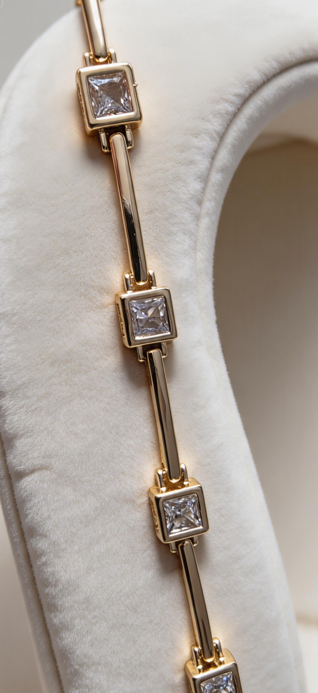 14K Gold Filled White Rhinestones, 7 Inches