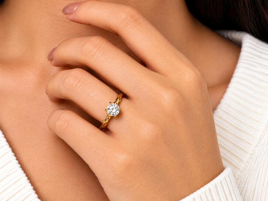 Solitaire CEO Ring Size 7- 14K Gold-Filled