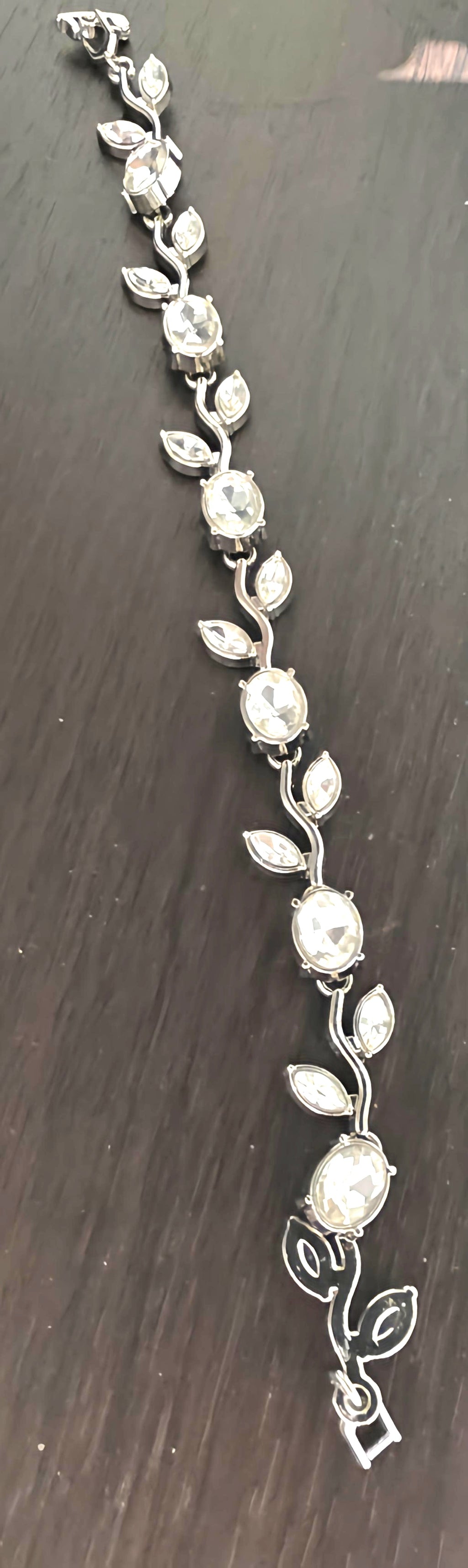 14K White Gold Filled Bracelet With colorless Rhinestones