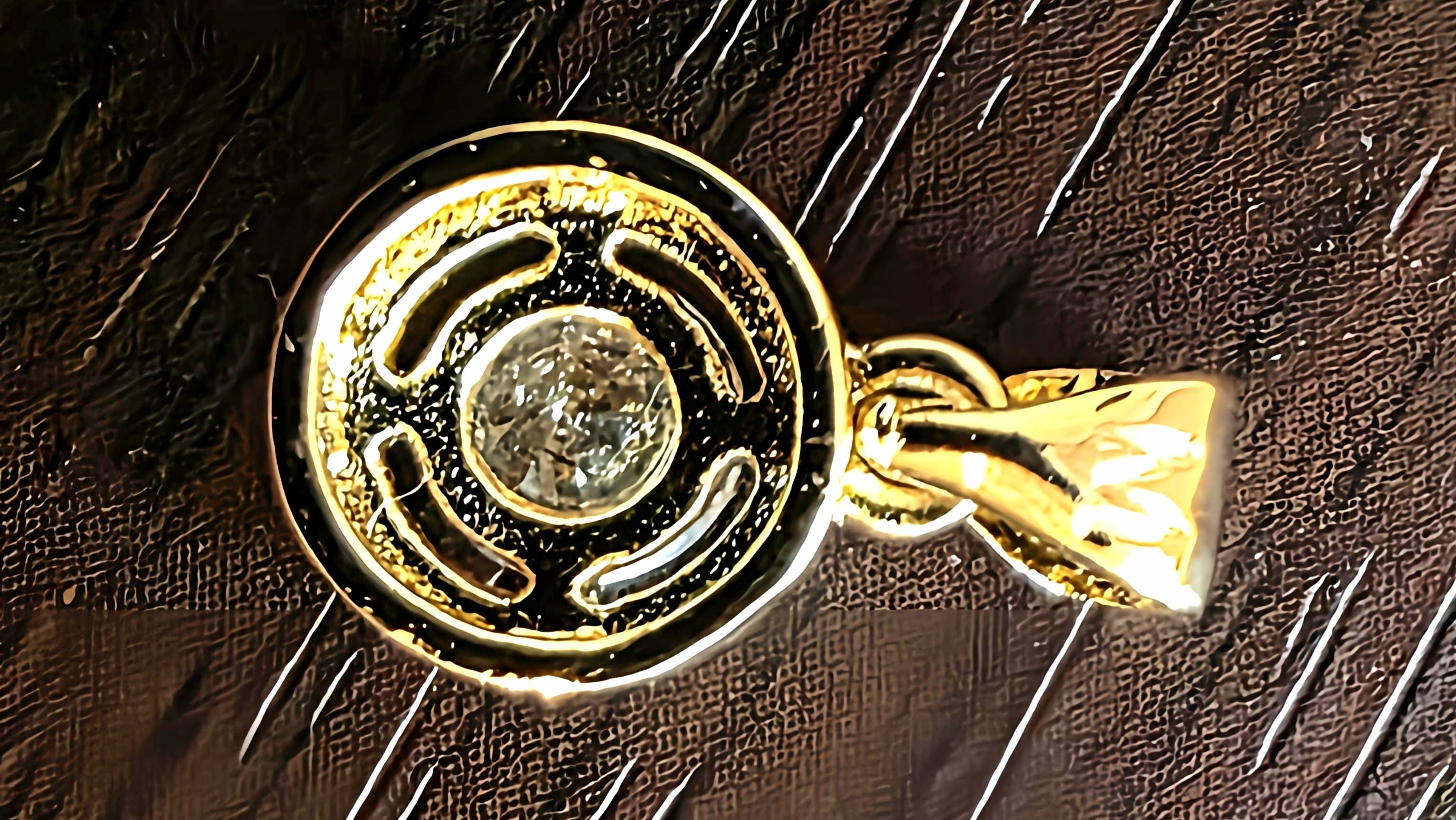 14K Gold Filled Necklace(two pendants) with colorless Rhinestones.