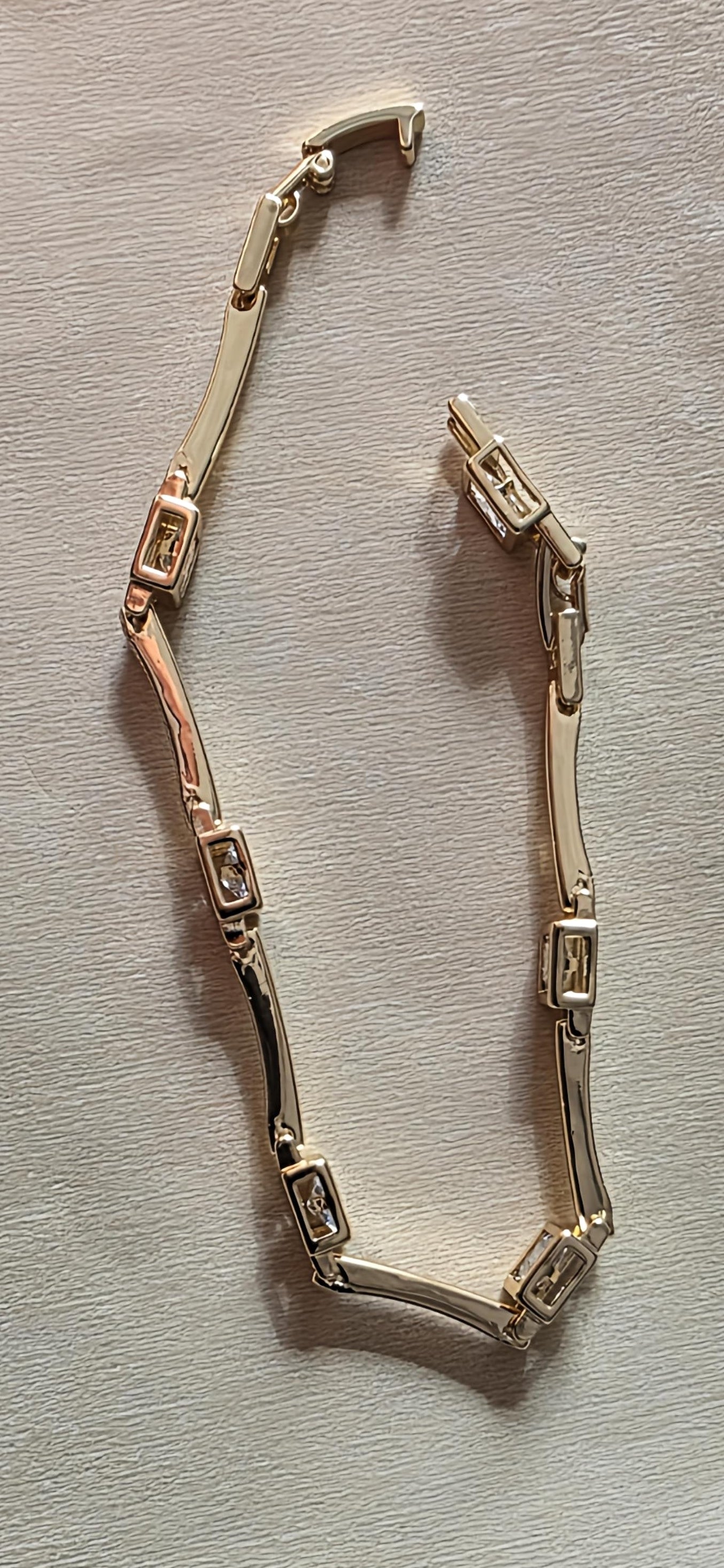 14K Gold Filled Pink Rhinestones Bracelet