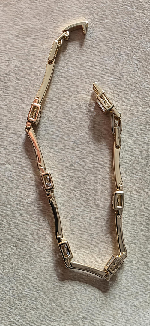14K Gold Filled Pink Rhinestones Bracelet