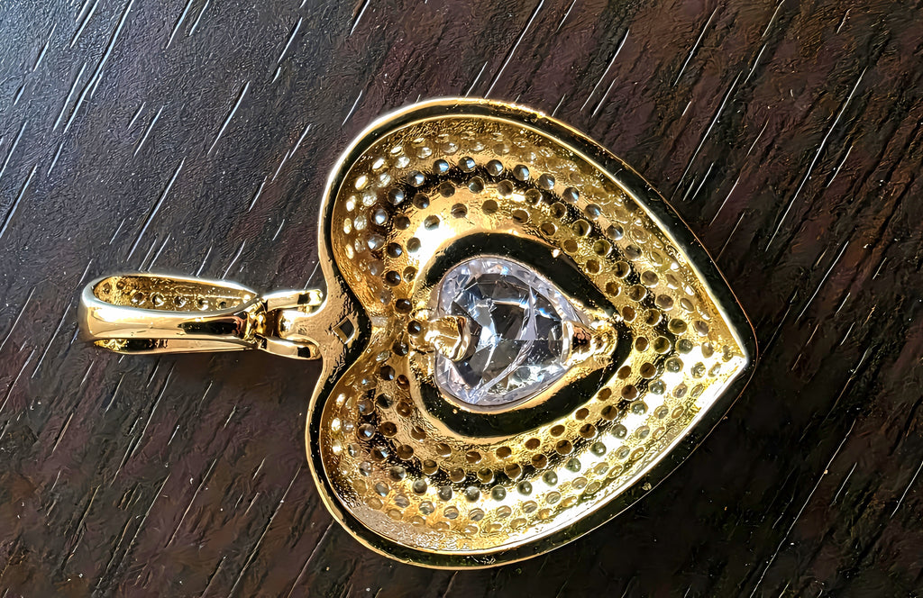 14K Gold Filled Necklace(two pendants) with colorless Rhinestones.