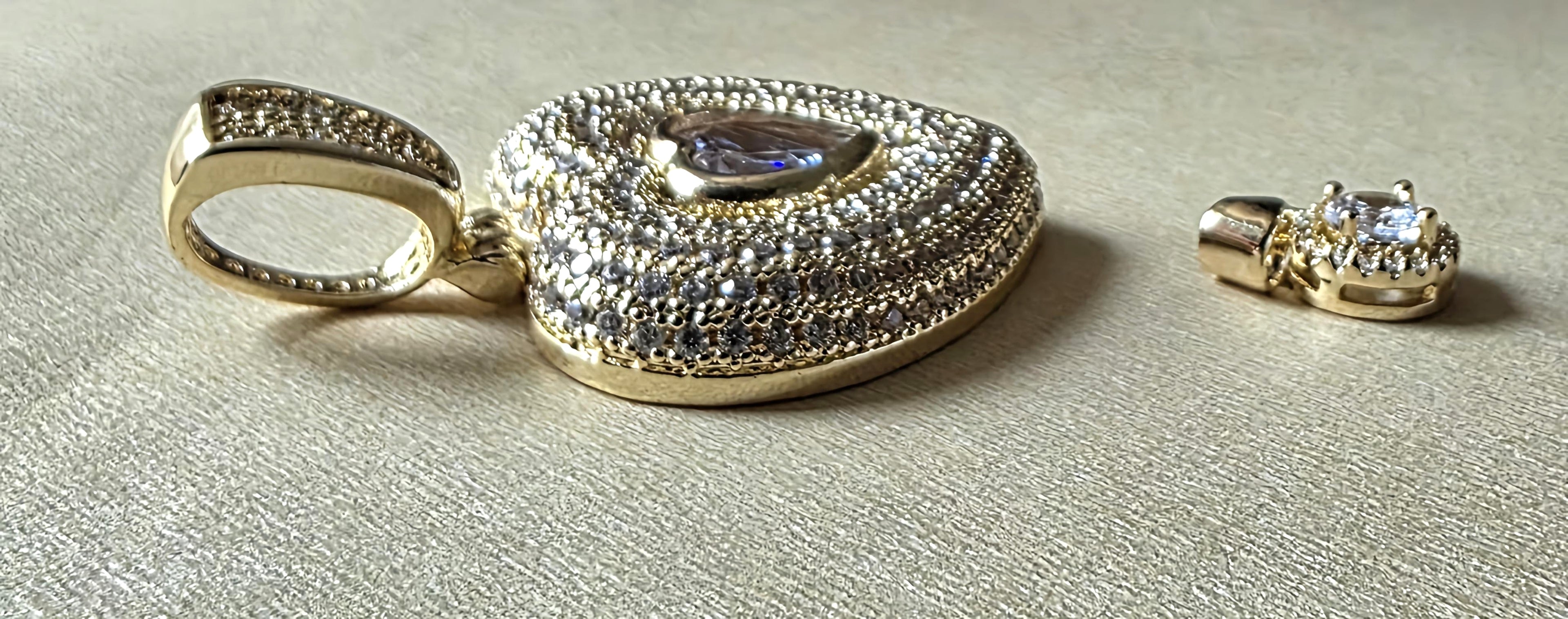 14K Gold Filled Chain with heart and round shape pendants