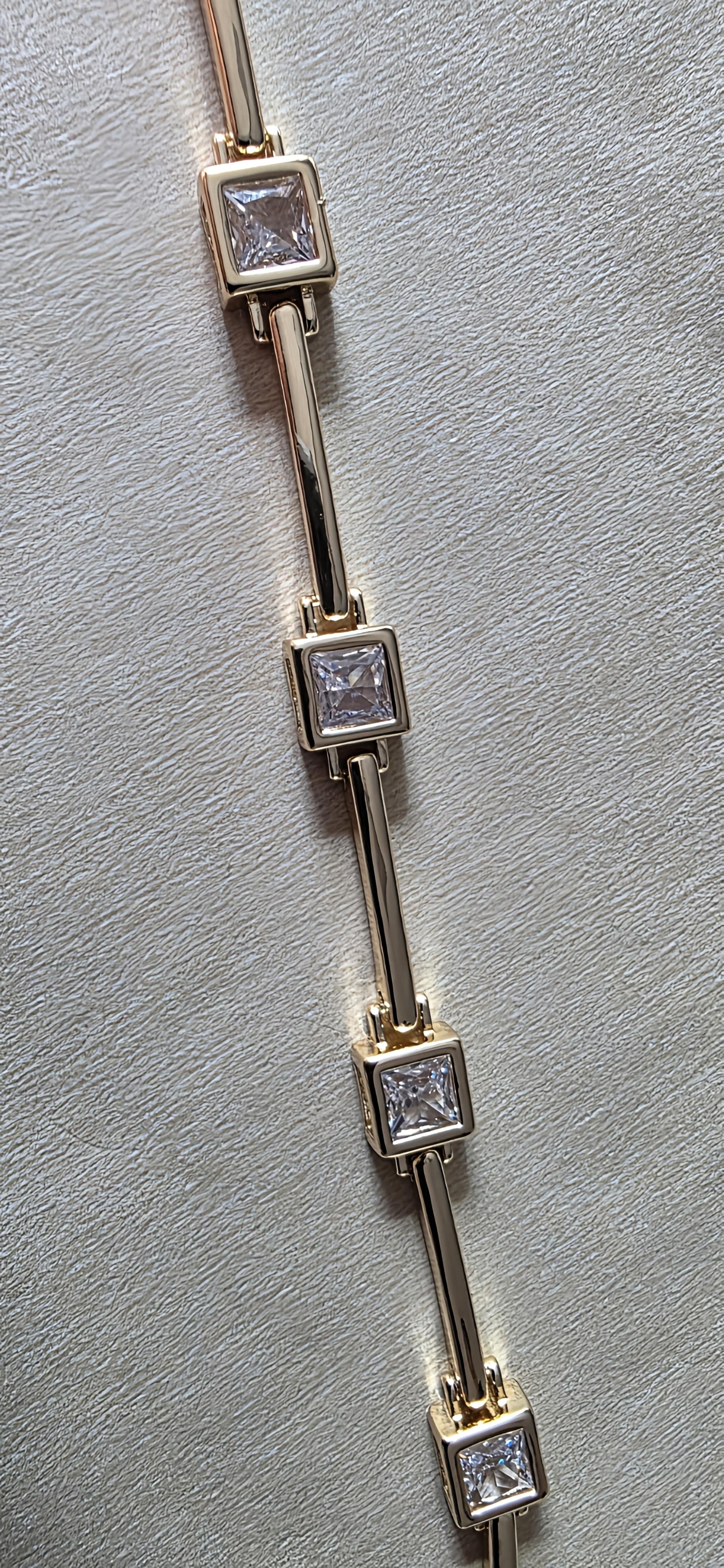 14K Gold Filled Pink Rhinestones Bracelet