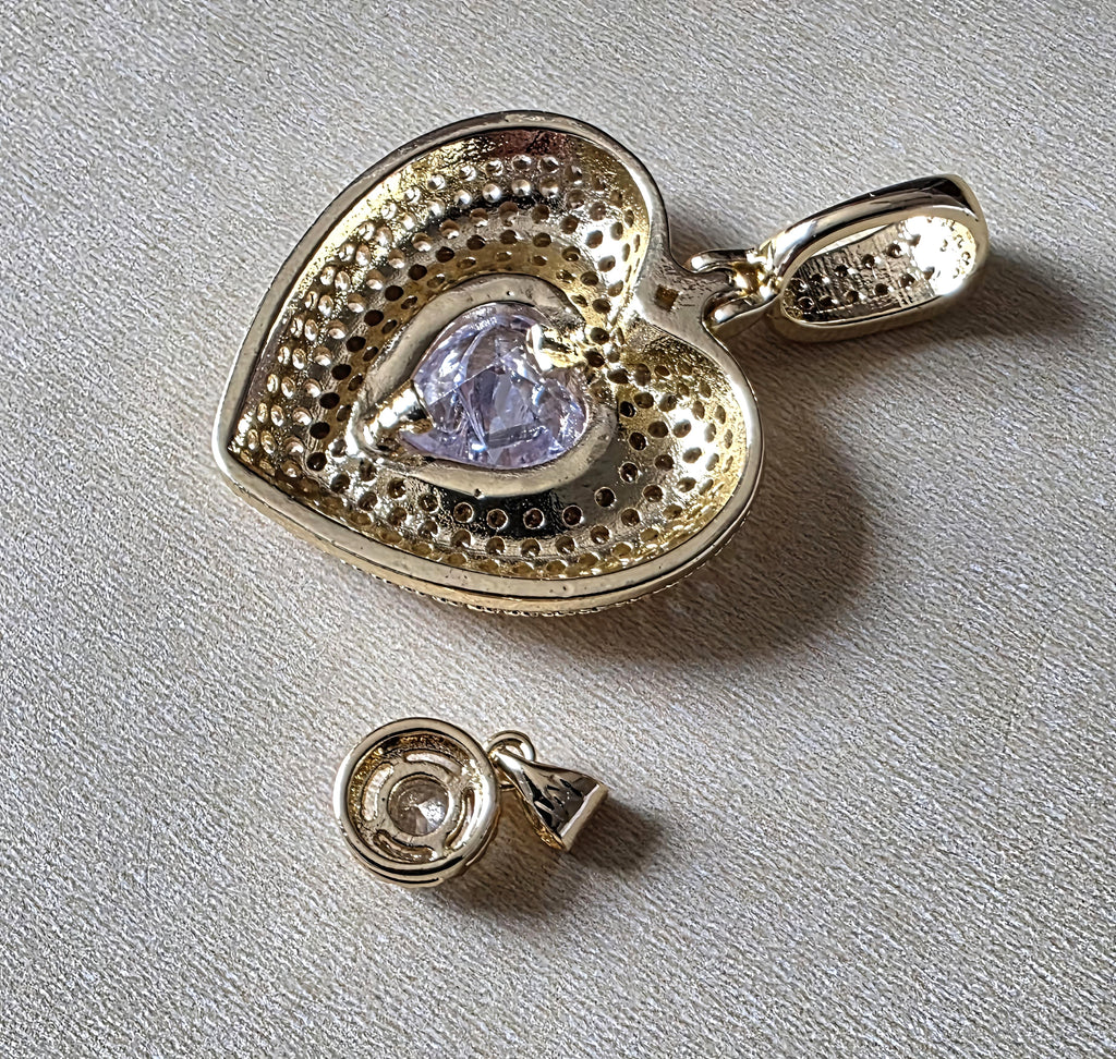 14K Gold Filled Chain with heart and round shape pendants