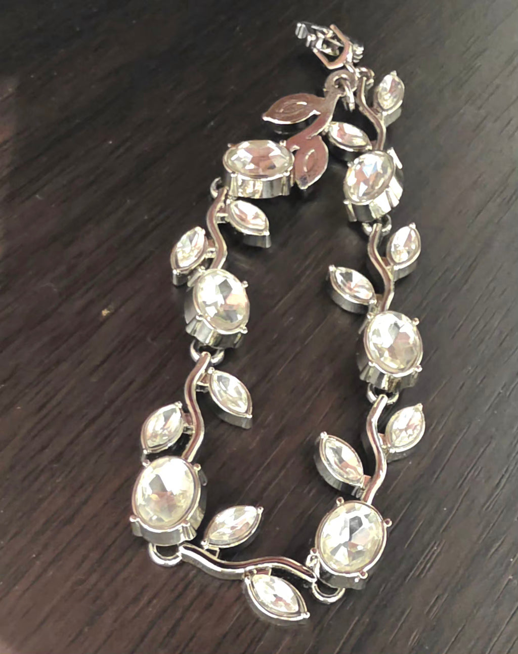 14K White Gold Filled Bracelet With colorless Rhinestones