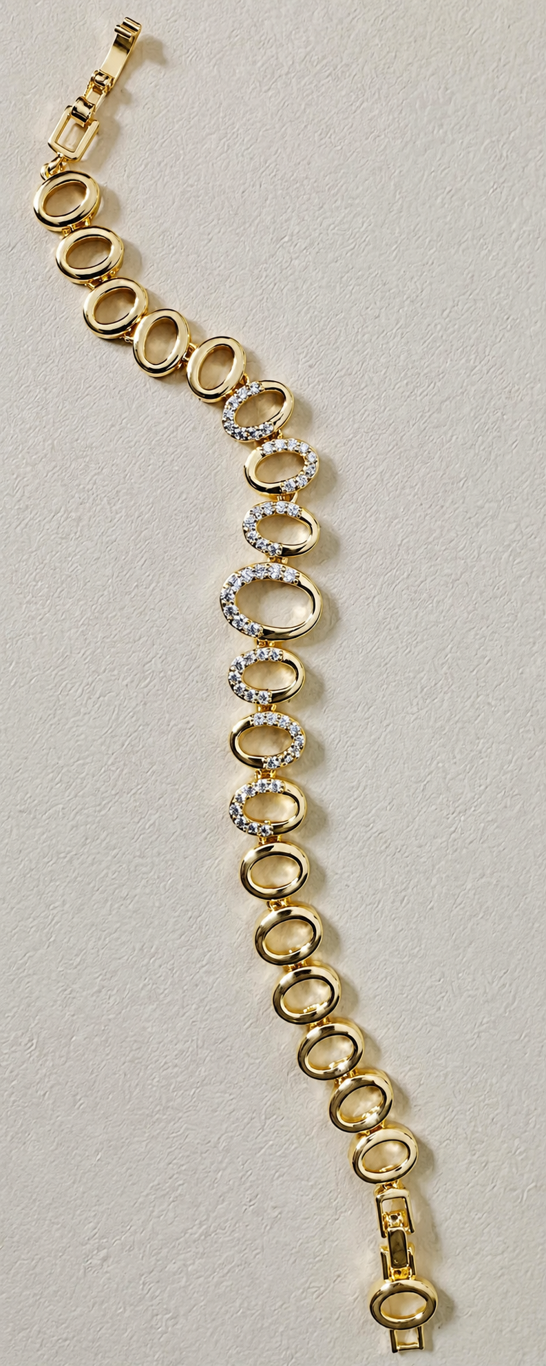 Luxe Oval Link Bracelet 14K Gold Filled | Pave Crystal Statement Bracelet 7" | Designer Inspired Chunky Link