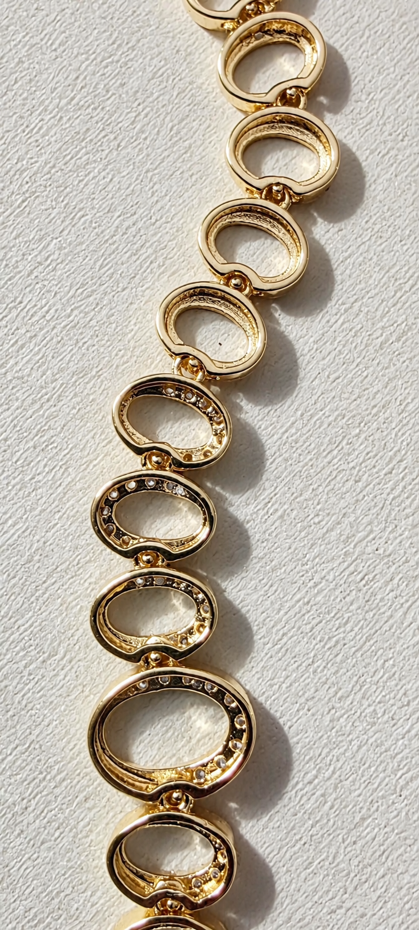 Luxe Oval Link Bracelet 14K Gold Filled | Pave Crystal Statement Bracelet 7" | Designer Inspired Chunky Link