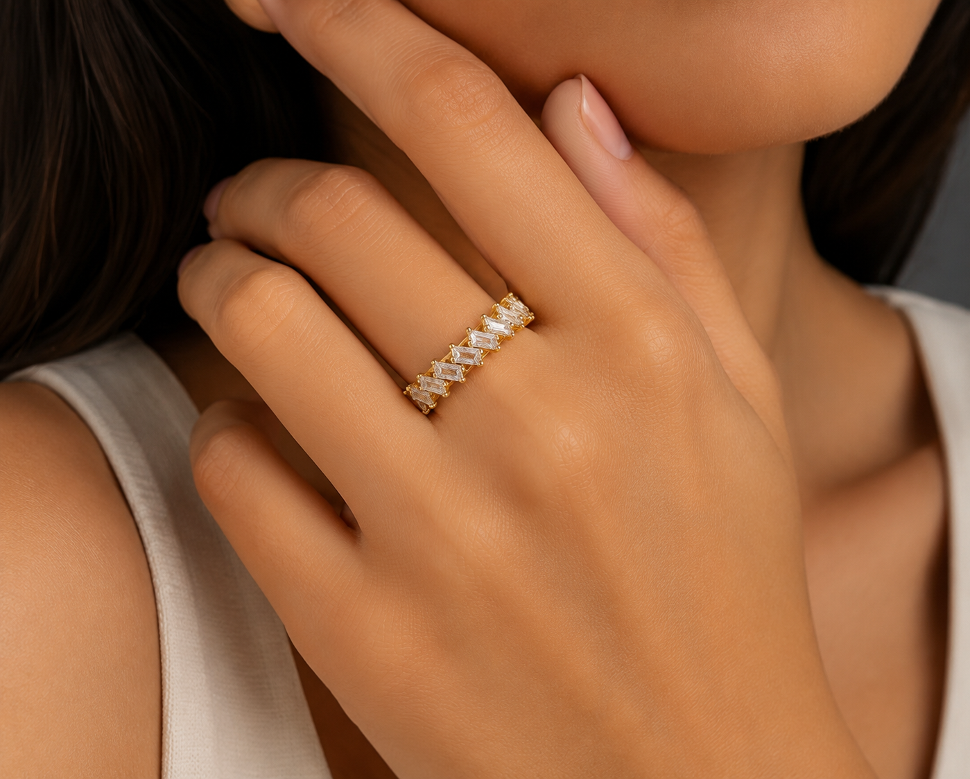 14K Gold Filled The Lightning Baguette Band — Size 7