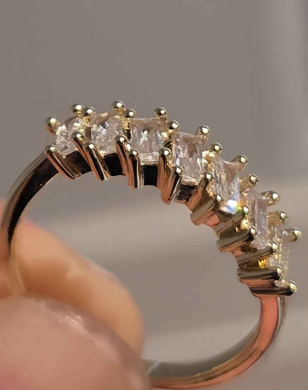 14K Gold Filled Rings size 7 with colorless Rhinestones