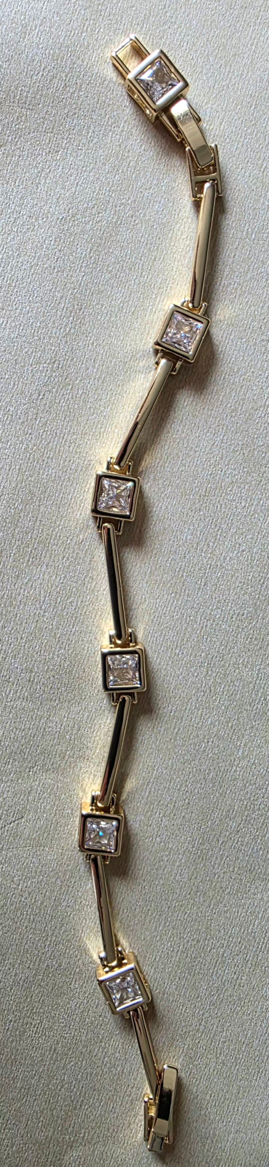 14K Gold Filled Pink Rhinestones Bracelet