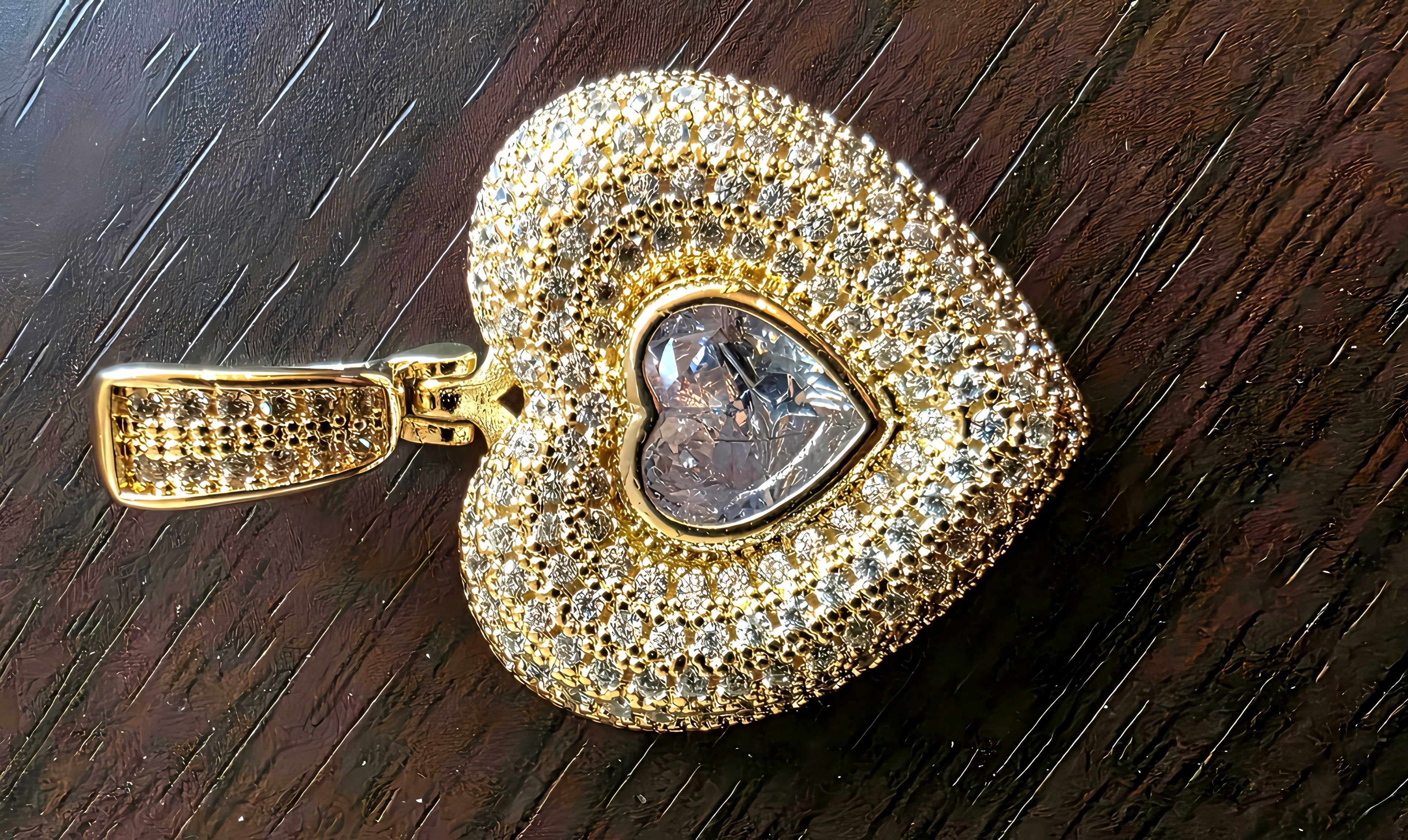 14K Gold Filled Necklace(two pendants) with colorless Rhinestones.