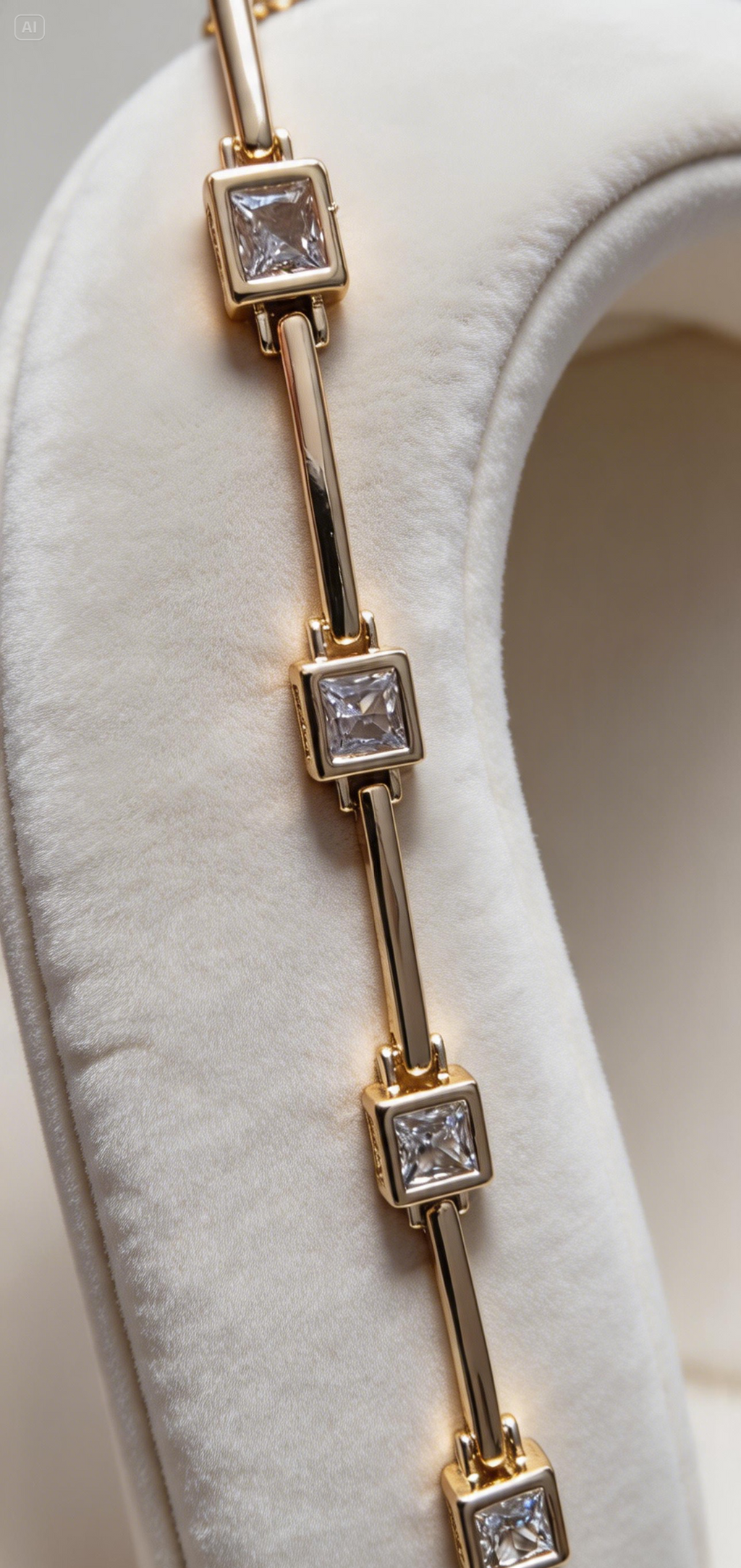 14K Gold Filled White Rhinestones, 7 Inches