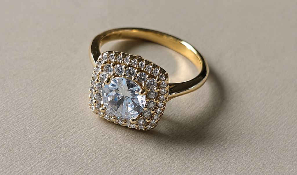 14K Gold Filled The Double Halo Legacy Ring — Size 8