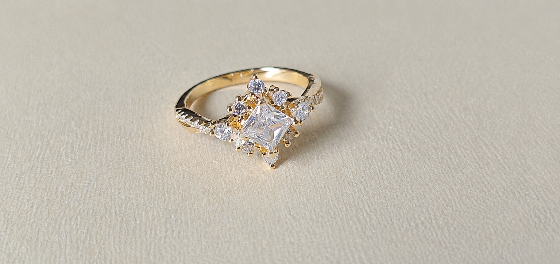 Snowflake Halo CEO Ring Size 7- 14K Gold-Filled