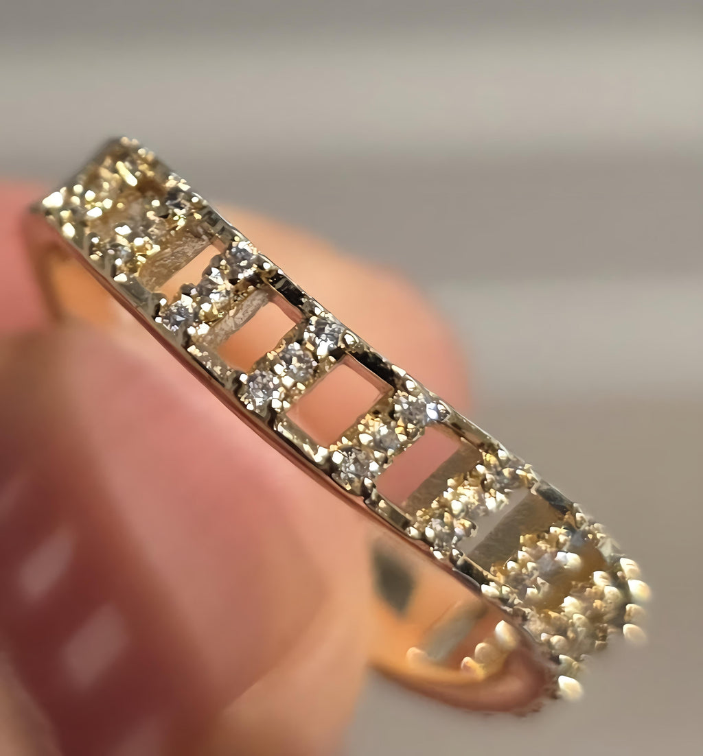 14K Gold Filled Rings size 7 with colorless Rhinestones