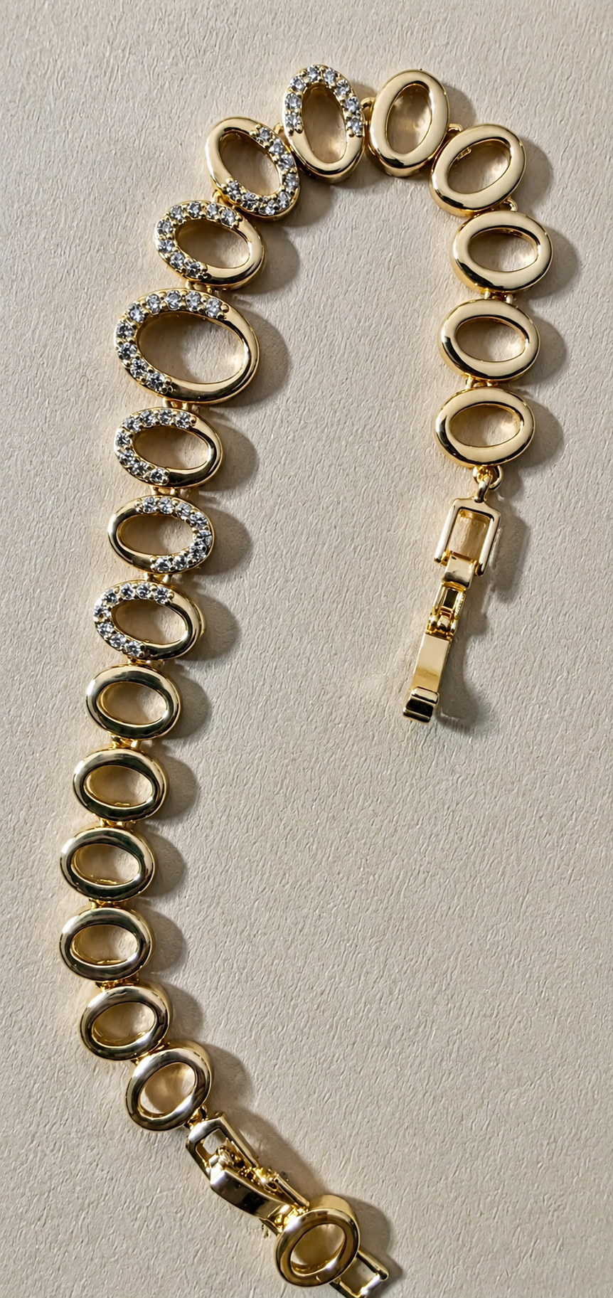 Luxe Oval Link Bracelet 14K Gold Filled | Pave Crystal Statement Bracelet 7" | Designer Inspired Chunky Link