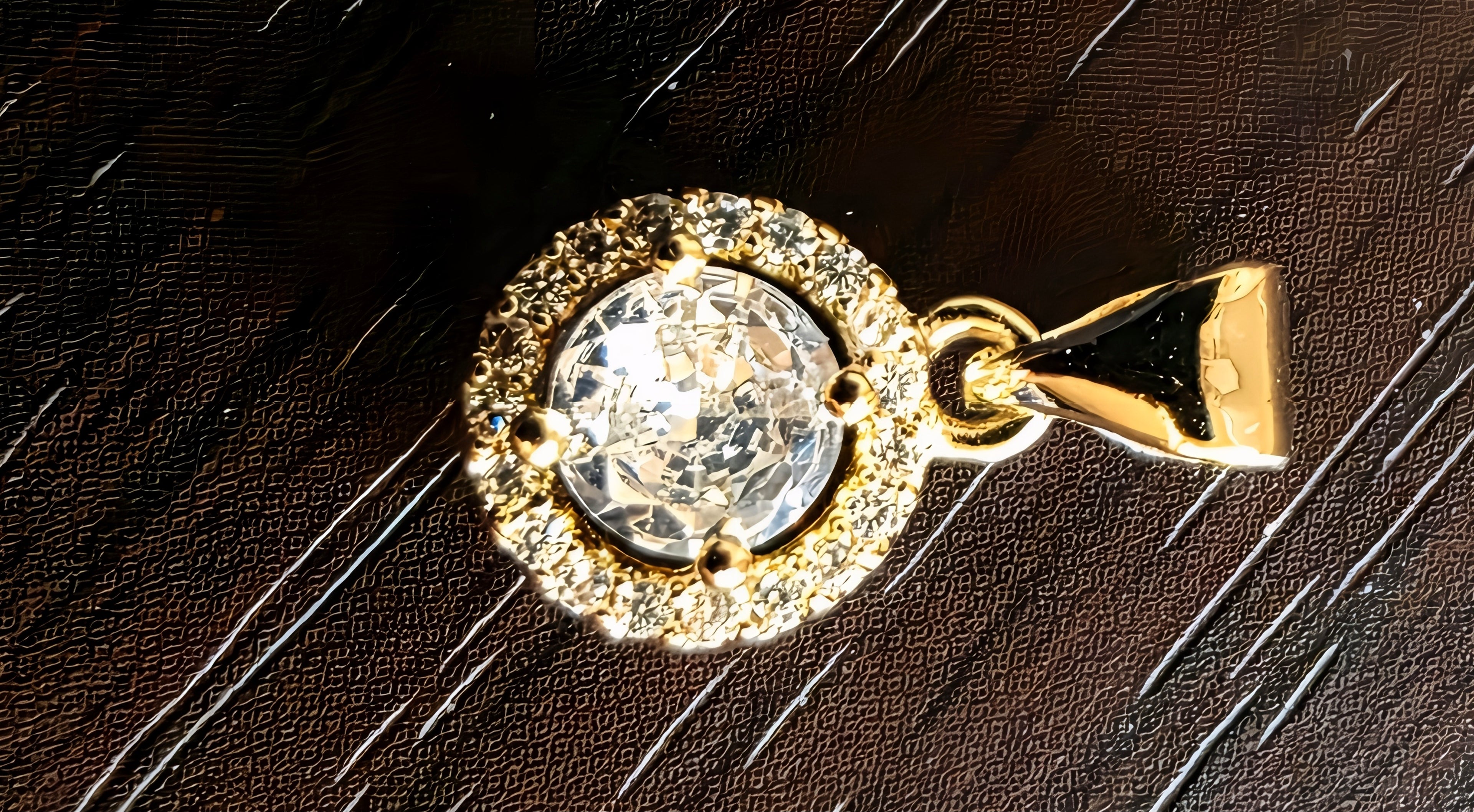 14K Gold Filled Necklace(two pendants) with colorless Rhinestones.