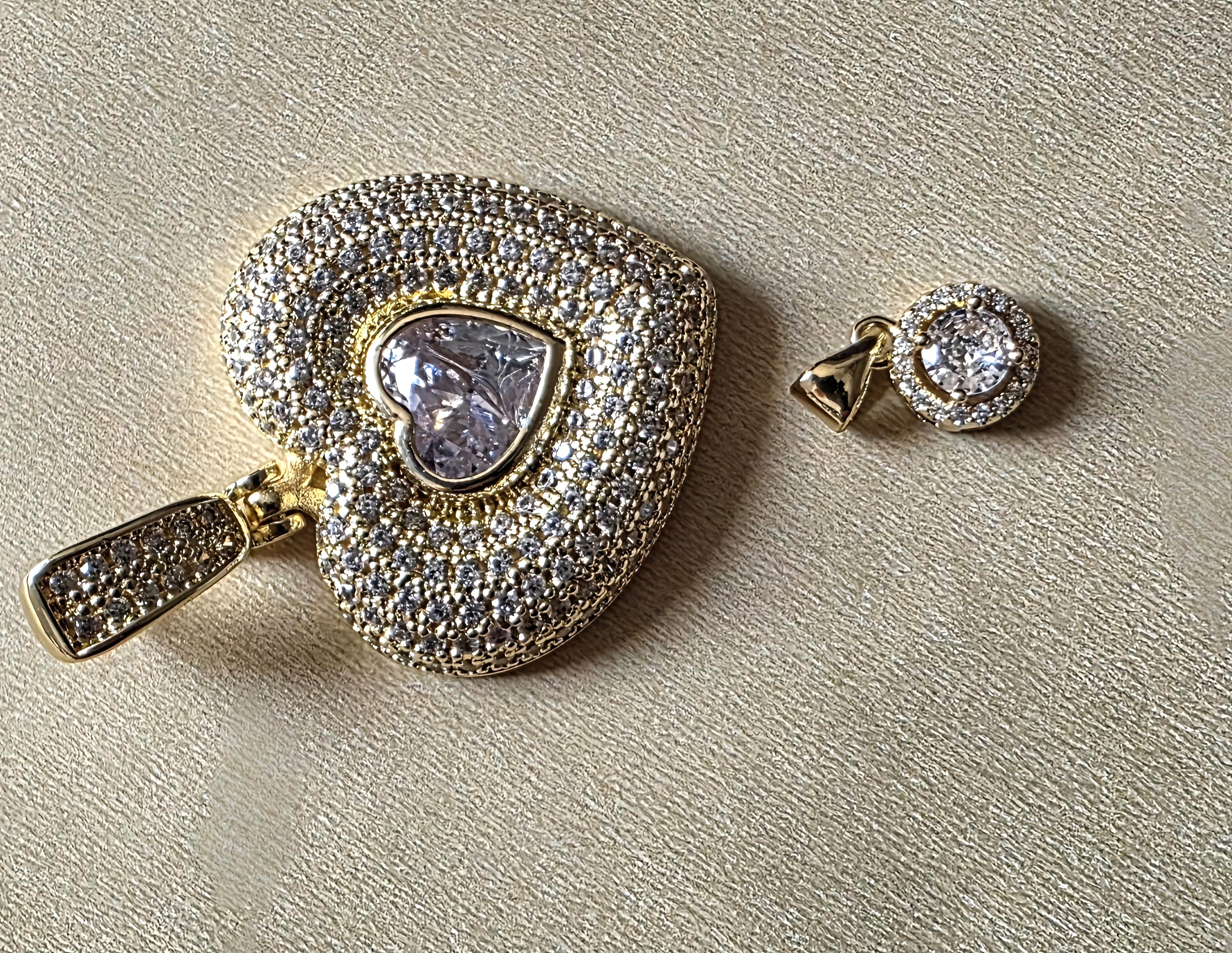 14K Gold Filled Chain with heart and round shape pendants