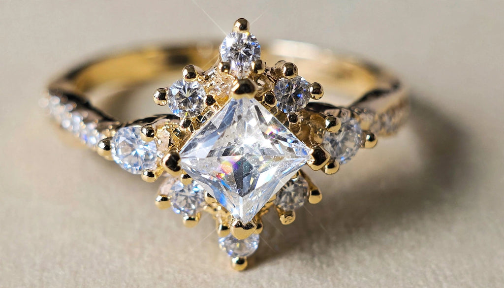 Snowflake Halo CEO Ring Size 7- 14K Gold-Filled