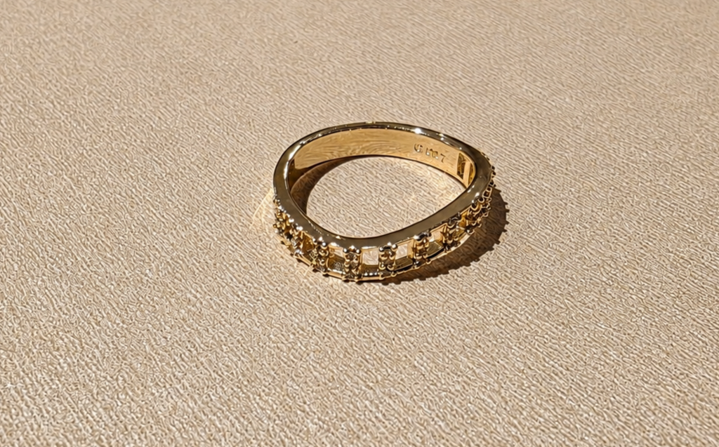 Golden Cage Band Ring Size 7- 14K Gold-Filled