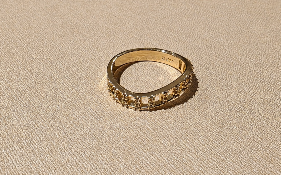 Golden Cage Band Ring Size 7- 14K Gold-Filled