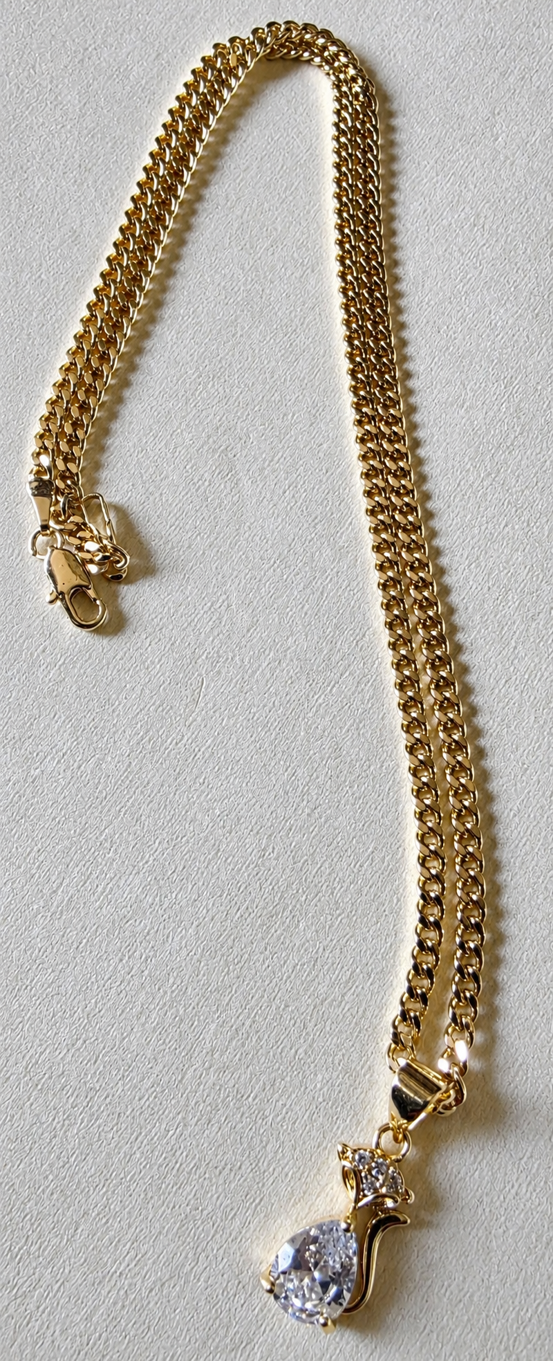 14K Gold Layered Chain Necklace Set with Crystal Pendants