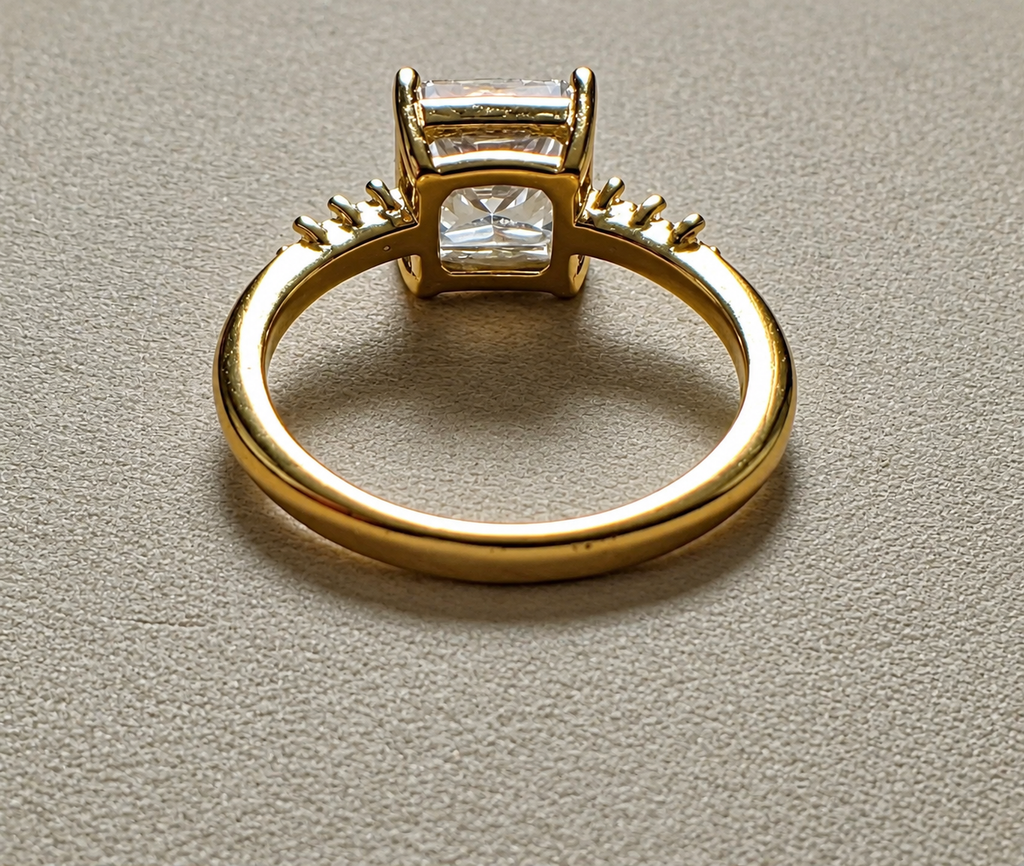 Radiant Cushion-Cut Solitaire Ring- 14K Gold Filled. Size 7