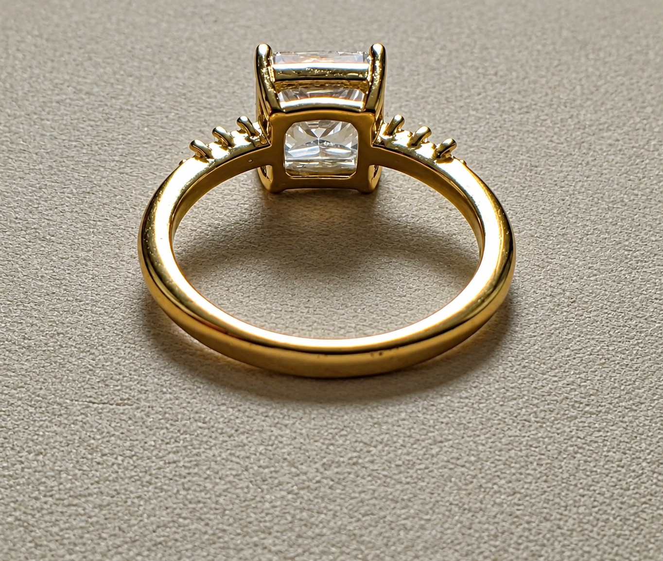 Radiant Cushion-Cut Solitaire Ring- 14K Gold Filled. Size 7